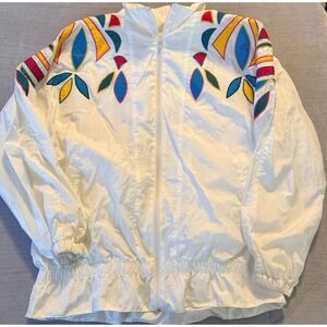 Vintage 90s Colorblock Windbreaker Jacket Active Exchange White Retro M